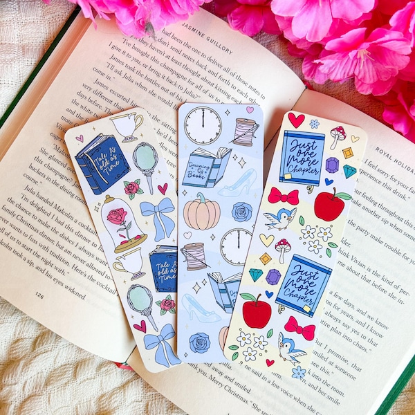 Marcapáginas Collage Princess (juego o individual) / Merchandising literario / Biblioteca de Bella / Zapatilla de Cristal / Princesas originales de cuentos de hadas de libros