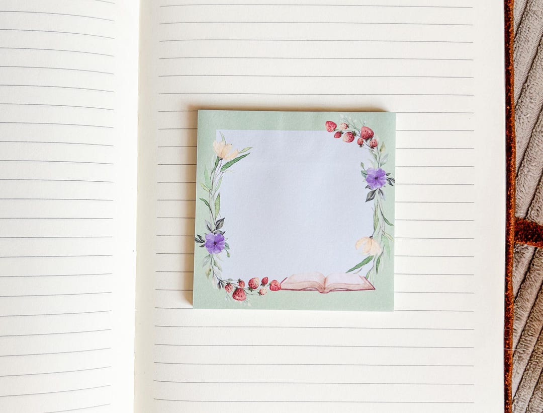 Bookish Floral Sticky Notes | Watercolor Stationery | Cute Office ...