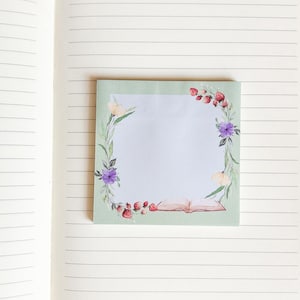 Post-it floral livresques | Papeterie aquarelle | Poster un message | Papeterie de bureau mignonne | Bloc-notes autocollant | Cartes de correspondance fantaisistes | Ecrivain