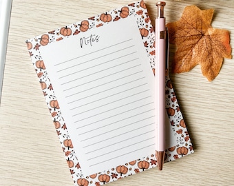 Pumpkin Notepad , Autumn Stationary , Memo Pad , Lined Notepad , Fall Notepad , Autumn Pumpkin Notepad , Writing Pads , Cute Fall Stationery