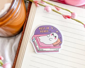 Reading Ghost Sticker | Halloween Kindle Stickers | Bookish Stickers | Bookish Halloween | Ghost Sticker