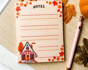 Fall Bookstore Notepad , Autumn Stationary , Memo Pad , Notepad Lined Cute , Writing Pads , Notepads Girls , Fall Stationery , Planner Pad