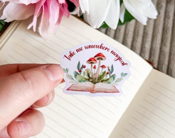 Vintage Book Sticker | Mushroom Book Stickers | Kindle Stickers | Romantasy | Fantasy Book Stickers | Bookish Merch | Cottagecore Stickers
