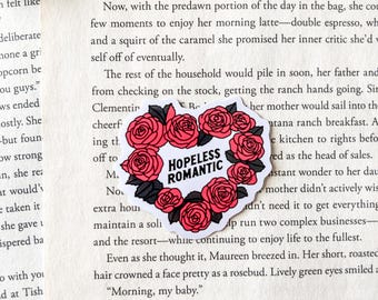 Hopeless Romantic Sticker | Bookish Stickers | Gothic Roses | Kindle Stickers | Red Book Stickers | Dark Romance Stickers | Bookish Merch