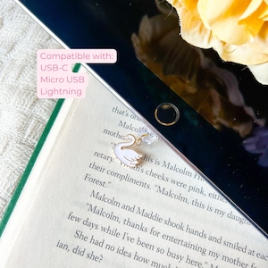Swan Kindle Charm | Spring Dust Plug | USB-C Charm | Bookish Charm | Kindle Decor | Romantic Reader | Kindle Accessory | Bookish Merch