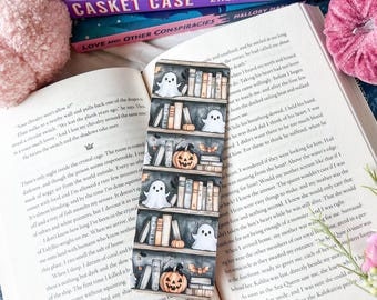 Ghost Bookshelf Bookmark | Halloween Bookmark | Ghost Bookmark | Spooky Bookshelf