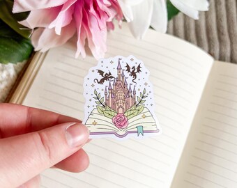 Fairytale Castle Sticker | Kindle stickers | Romantasy | Fantasy Book Stickers | Bookish Merch | Whimsical Book Lover | Dragon Castle