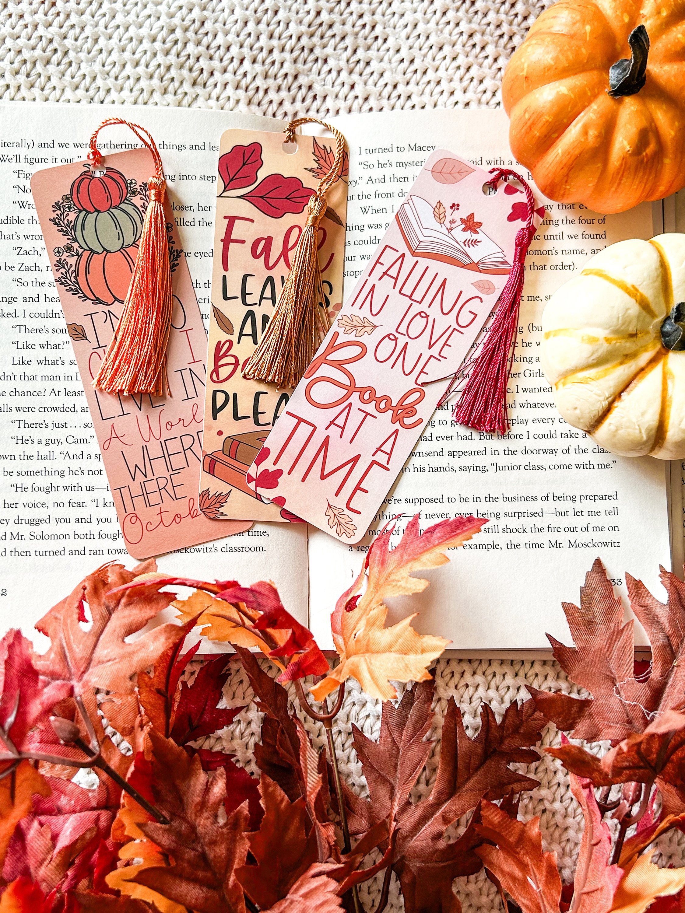 Fall Book Stack Bookmark Fall Book Quotes Bookmark Set or Individual | Book Quote Bookmark ...