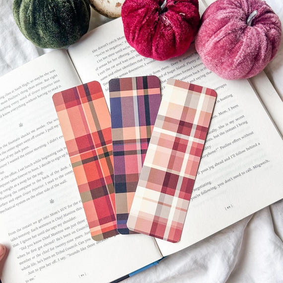 Plaid Bookmark Set or Individual , Fall Bookmarks , Tartan Bookmark , Checkered Bookmark , Bookish Merch , Cozy Reading Accessories , Reader