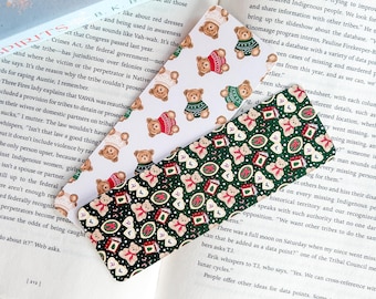 Teddy Bear Set or Individual Christmas Bookmark | Bookish Gifts | Cute Bookmarks with Tassel | Trendy Reading | Festive Cosy Season | Cozy