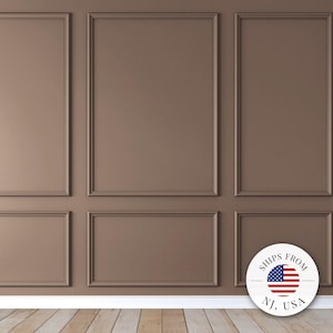 Self-Adhering Wainscoting Kit - Pre-cut Wall Paneling Kit - Accent Wall Molding Trim - Factory Primed - 3 Panel Design