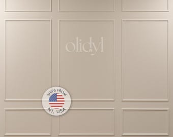 May include: A beige wall panel design with rectangular and square frames. The word "olidyl" is faintly visible in the center. A circular sticker with the American flag and the text "Ships From NJ, USA" is in the lower center.