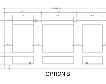 Self-Adhering Wall Molding Kit - Custom for Matt B - Accent Wall Trim - Wainscoting - 3 Panel Design