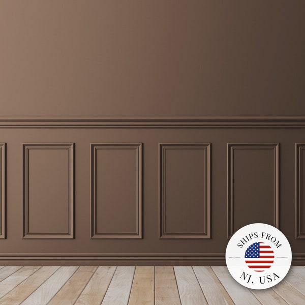 Self-Adhering Wainscot Panel Kit - Pre-cut Wall Molding Kit - Accent Wall Trim Paneling - Wainscoting