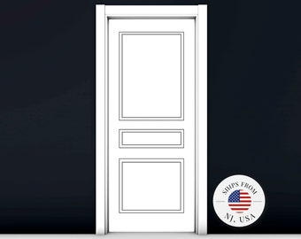 Self-Adhering Door Molding Kit - 3 Panel Design - Pre-Cut Trim - Ready to Install