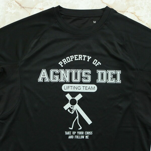 Funny Catholic Shirt, Agnus Dei Lifting Team | Catholic Athletic T-shirt | Gifts for Catholic Men