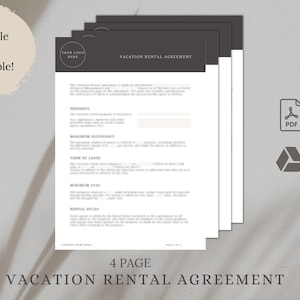 Vacation Rental Agreement | Airbnb | Editable Contract | Branded Rental Agreement | Short Term Rental | Editable Agreement
