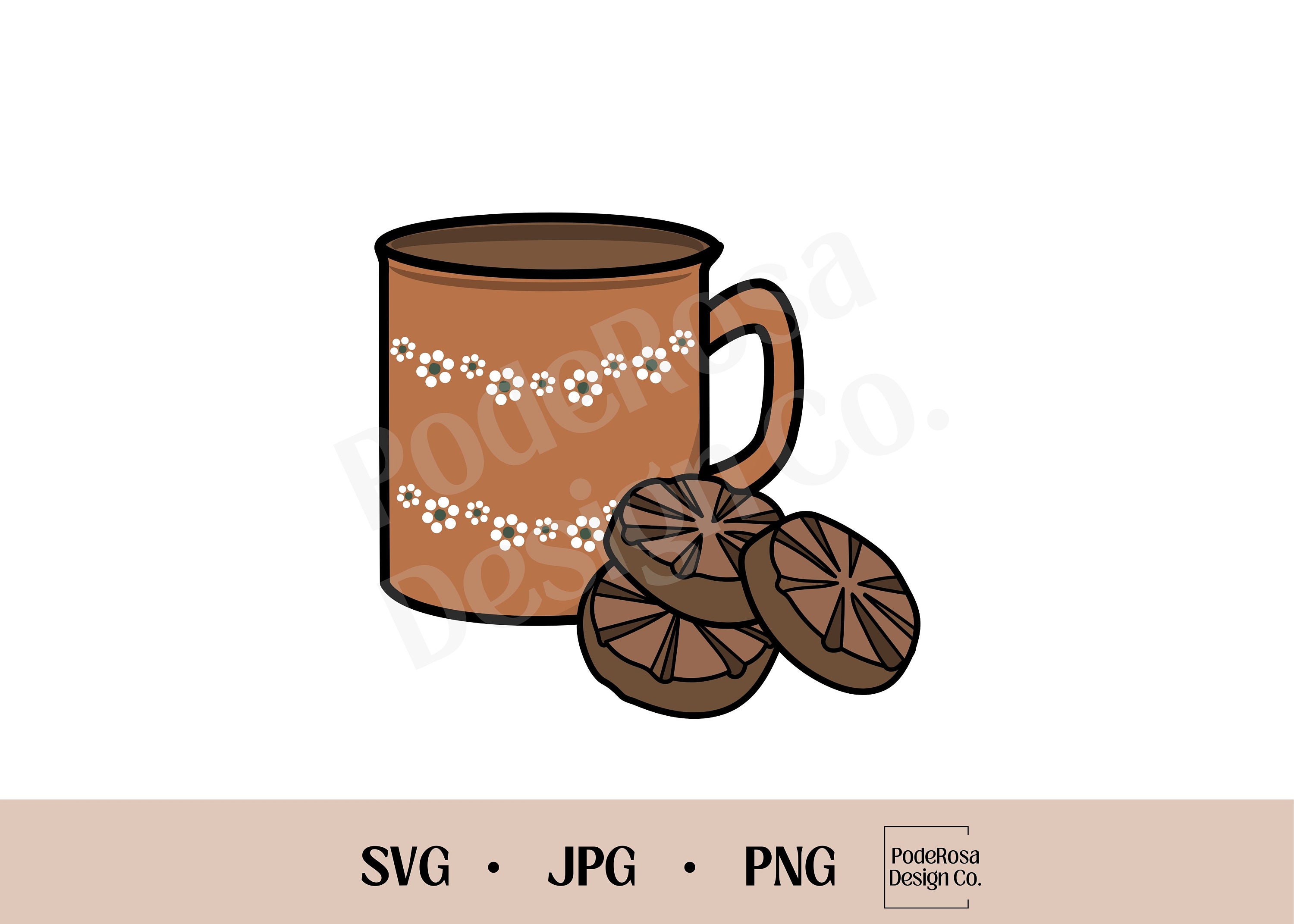 Chocolate Abuelita Clay Mug SVG, PNG, JPG, Instant Download