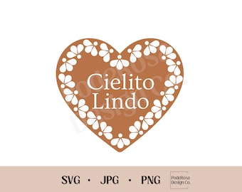 Cielito Lindo Heart, Clay Floral Design (SVG, PNG, JPG)