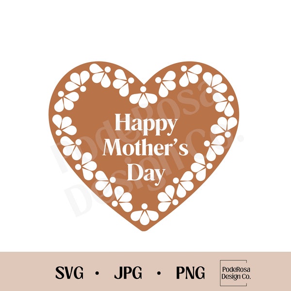 Happy Mothers Day Heart of Clay SVG, PNG, JPG, Instant Download, Mexican, Barro, Clay Heart, Mama, Latina, Pedals, Dia de las Madres, Mom