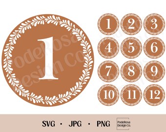 Talavera Clay Circle Numbers 1-12, Baby Milestone Tag (Digital Download)
