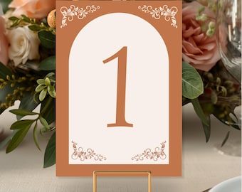 Quinceañera Table Numbers | Editable Terracotta Design | Canva Template 5x7 | Numbers 1-15 | Printable Reception Decor | Instant Download
