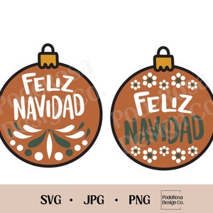 Feliz Navidad Clay Ornament SVG, PNG, JPG, Instant Download, Mexican Ornament, Latina, Christmas, Navidad, Cricut, Sublimation, Barro, Cute