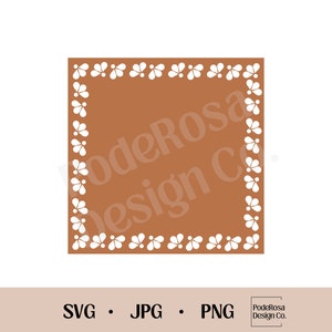 May include: A square frame graphic in a solid terracotta color featuring a repeating white border pattern of small, stylized four-petal flowers. The text PodeRosa Design Co. is visible in a watermark across the center and in the bottom corner.
