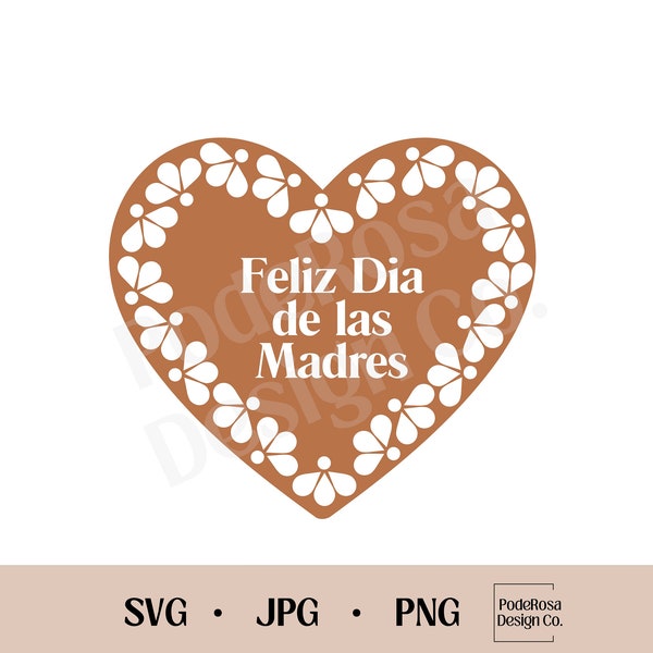 Coeur d'argile Feliz Dia de las Madres SVG, PNG, JPG, téléchargement immédiat, mexicain, Barro, maman, latina svg, pédales, joyeuse fête des mères, maman svg