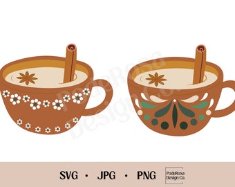 Clay Cups SVG, JPG, PNG, Atole, Champurrado, Coquito, Navidad, Latina, Cricut Svg, Silhouette Design, Sublimation Svg, Mexican Print, Barro