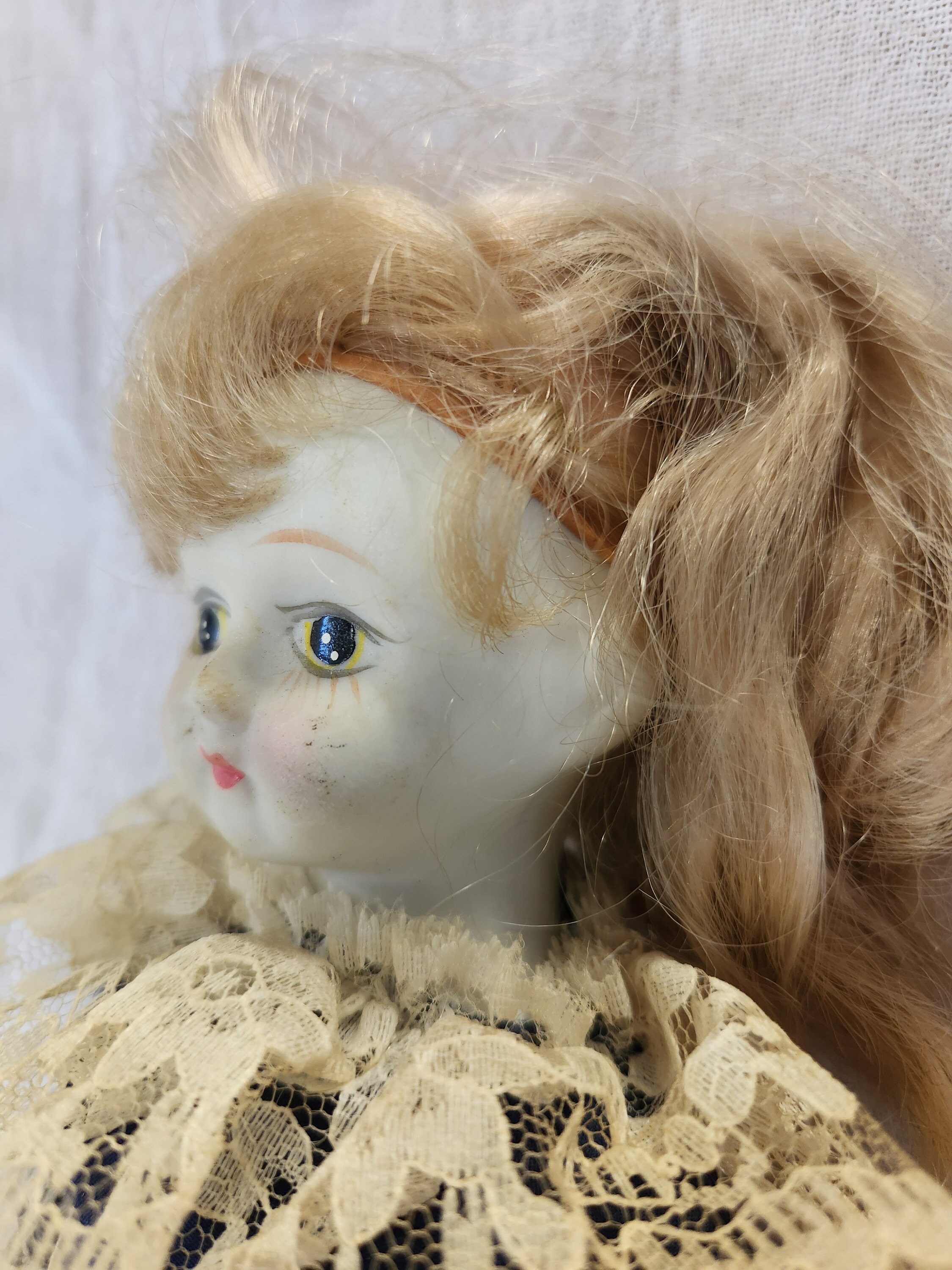 Antique Ceramic Doll Bisque German Made Vintage 1800s Cotton Etsy