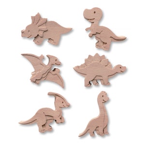 Drawer Pulls, 6 WOODEN BUTTONS, Beech Wood Modern Decorative Children Furniture Storage Drawers Pulls, Set Of 6 Dinos Drawer Pulls