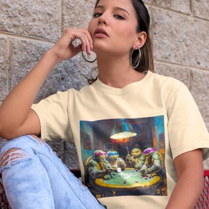 Vintage Ninja Turtles 90s Poker Shirt - Ninja Turtle Tee - Poker Night - Retro With a Twist - Gifts For Him - TMNT - 90s Cartoons