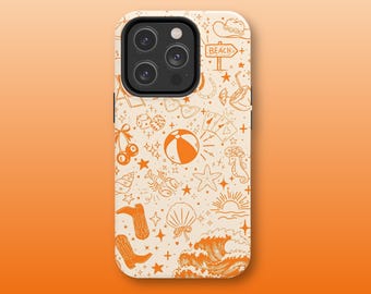 Funda para teléfono Coquette Coastal Cowgirl Summer - Funda de viaje - Funda playera - Naranja - iPhone 16, 15, 14, 13, 12 y 11 Pro Max - Estilo femenino