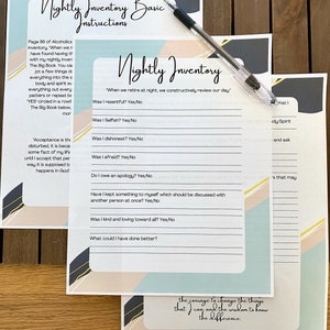 AA Eleventh Step (11th) Printable Inventory Worksheet