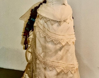 Tailor-Made Belle Époque Duchess Silk Gown, 10 pieces incl Corset & Bustle