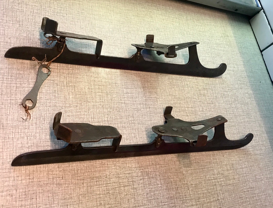Antique Steel Ice Skates, Made in Sweden, Rosenfors, Vintage Winter