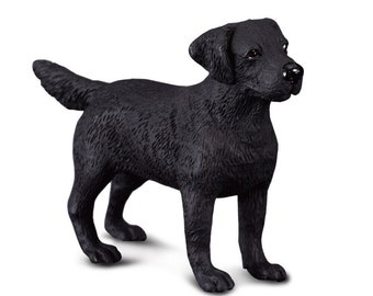 Black Labrador Retriever Dog or Puppy Plastic Toy Model Figure Cake Toppers