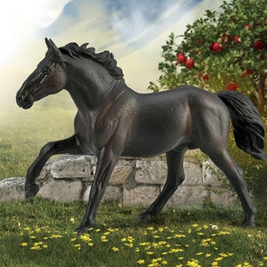 Black Horse Nonius Stallion Plastic Toy Model Figure for Cake Topper or Diorama Displays