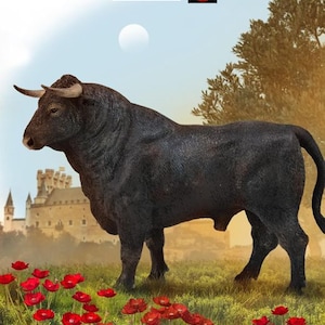Model Spanish Fighting Bull Plastic Toy Farm Figure for Cakes or Dioramas