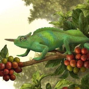 Model Cameroon Sailfin Chameleon Plastic Toy Figure for Diorama Vivarium or Cake Topper