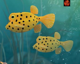 Boxfish Box Fish Plastic Toy Model Figure for Sealife Diorama Fishtank or Cake Topper