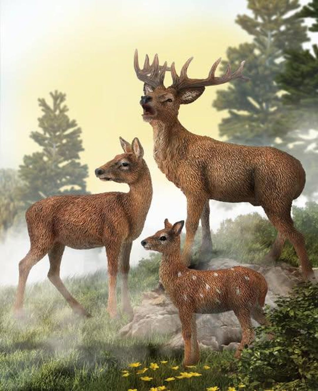 Model Red Deer Plastic Toy Animal Figures for Cake Toppers or Diorama ...