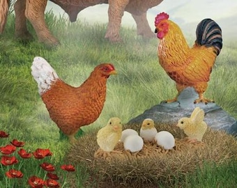 Model Chicken Cockerel, Hen or Chicks Easter Cake Toppers or Farm Diorama Displays