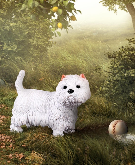 Model White West Highland Terrier Westie Dog Plastic Toy Figure Cake Topper  Decoration