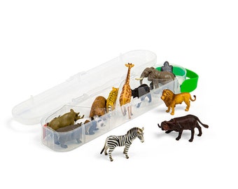 Mini Wildlife Figures Tube Box of 12 Toy Model Figures for Crafts or Cakes A1105