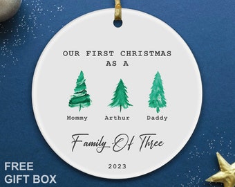 Family of 3 Christmas Ornament - Personalized Family Tree 1st Christmas Ornament Family of 4 of 4 of of 5 of 6 of 7 Ornament