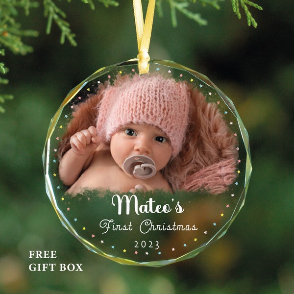 Baby Photo Ornament - Personalised Baby 1st Christmas Gift - Newborn Baby Boy Girl First Christmas Gift