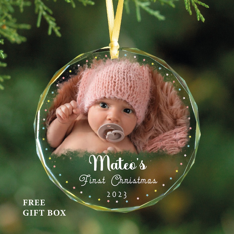 Baby Boy Personalized Baby's First Christmas Ornament Svg