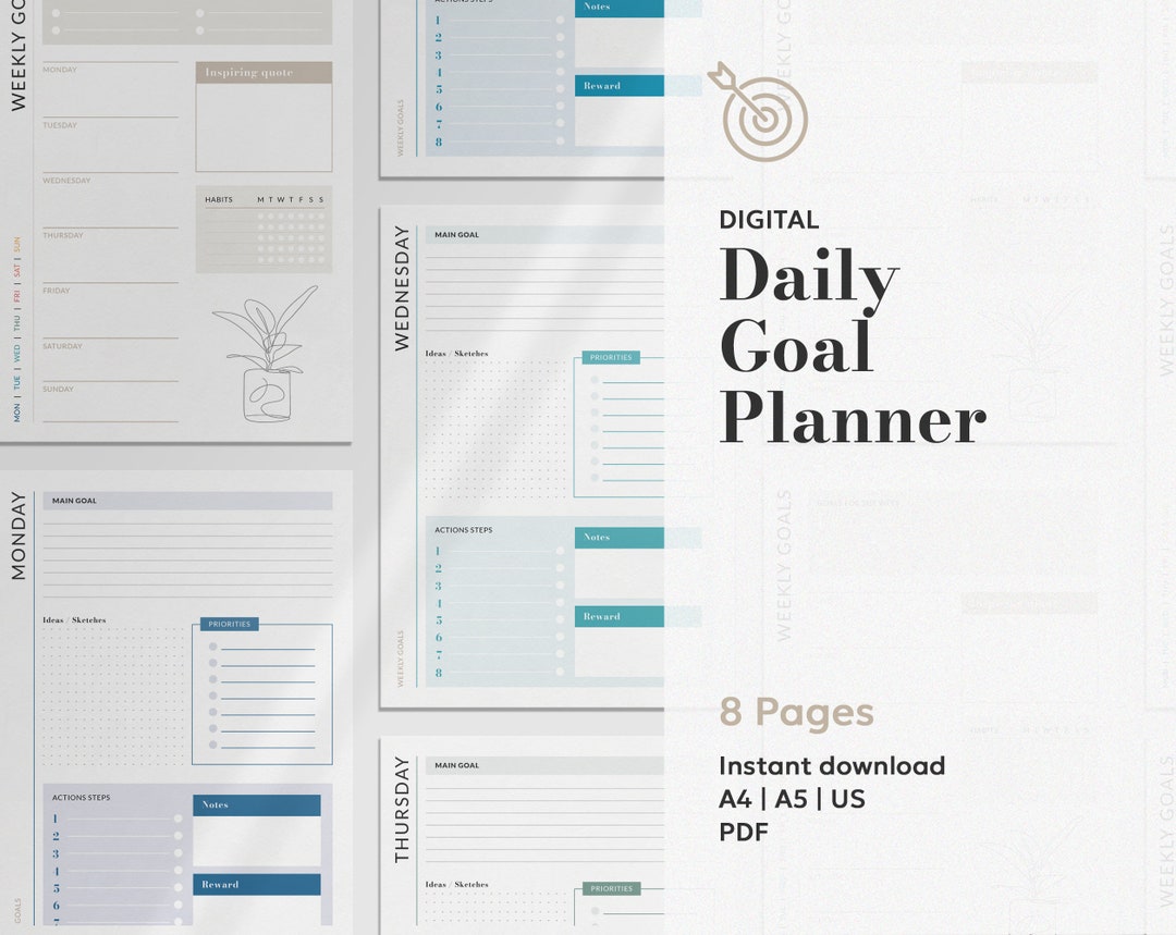 Daily Goal Planner | Interactive Planner | Weekly Goal Planner ...